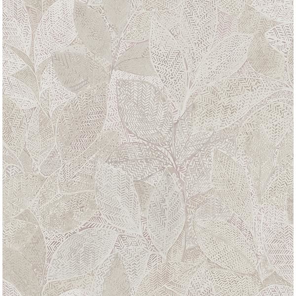 Brewster 2704-22670 For Your Bath III Niabi Pink Leaves Wallpaper
