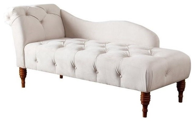 Bowery Hill Tufted Velvet Chaise Lounge, Ivory - Traditional ... Bowery Hill Tufted Velvet Chaise Lounge, Ivory - Traditional ...
