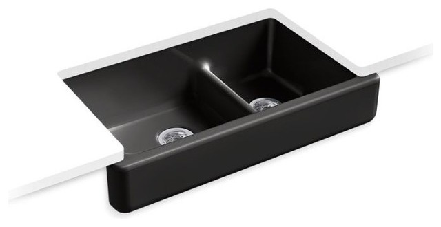 Kohler Whitehaven 35-1/2"x21-9/16"x9-5/8" Double-Bowl Kitchen Sink, Black