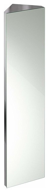 Tall Corner Cabinet, Stainless Steel With Mirrored Door and 5 Inner Shelves