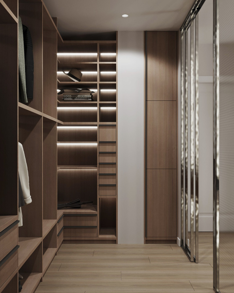 спальная с выделенной гардеробной из проекта двухкомнатной квартиры