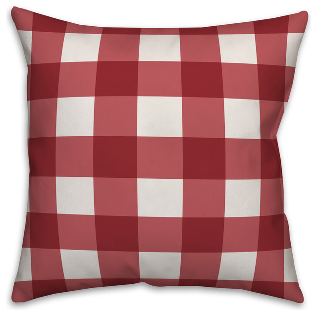 Red Buffalo Plaid Pillow, 18x18 Farmhouse Decorative Pillows by