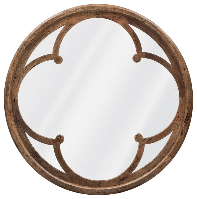 Neve Modern Brown Wood Round Large Mirror Transitional Mirrors Neve Modern Brown Wood Round Large Mirror