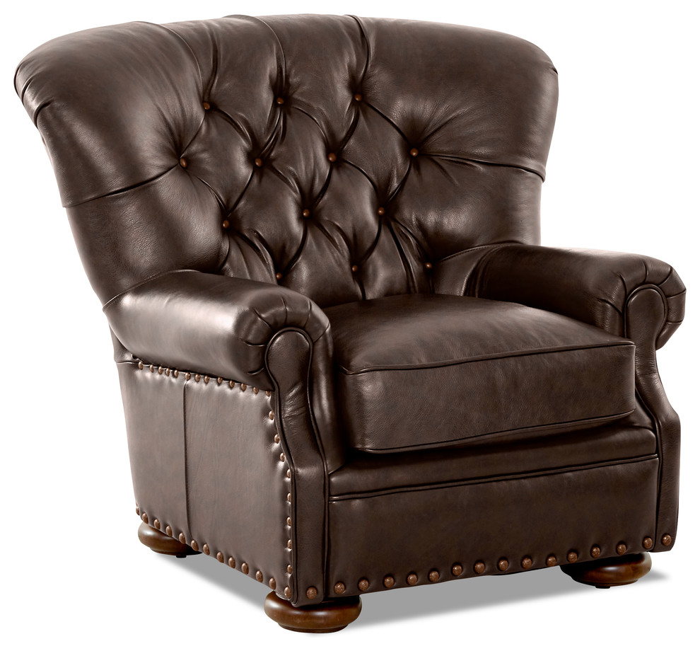 Avenue 405 Baldwin Leather Down Blend Accent Chair, Chestnut