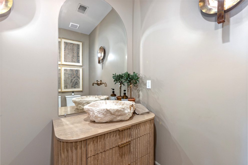 Powder Bath Vanity with Arched Mirror | Tuscan Farmhouse