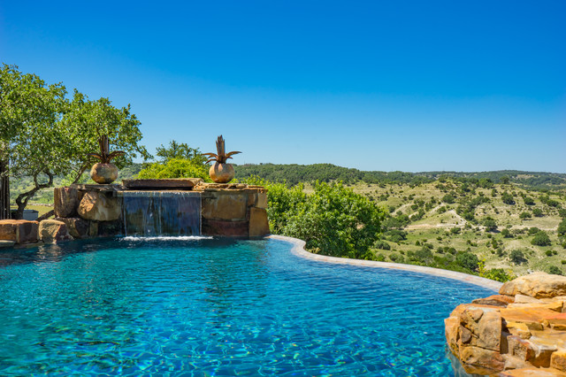 Faux Edge Pool In Sisterdale, TX - Rustic - Pool - Austin - by