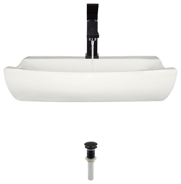 Porcelain Vessel Sink Bisque Faucet Antique Bronze
