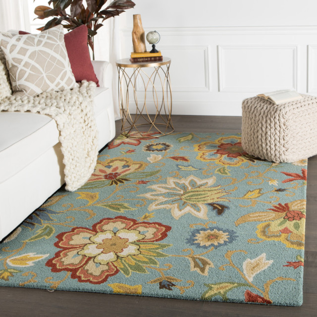 Jaipur Living Zamora Handmade Floral Light Blue Multicolor Area Rug Traditional Area Rugs By Jaipur Living