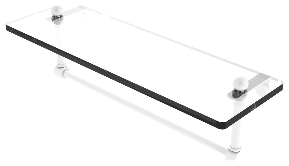16" Glass Vanity Shelf With Integrated Towel Bar Transitional
