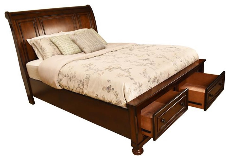 Baltimore Queen Storage Platform Bed Made with Wood in Dark Walnut ...