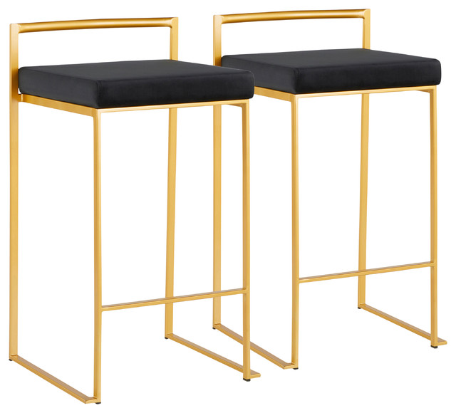 Lumisource Fuji Counter Stool, Set of 2 Contemporary Bar Stools And