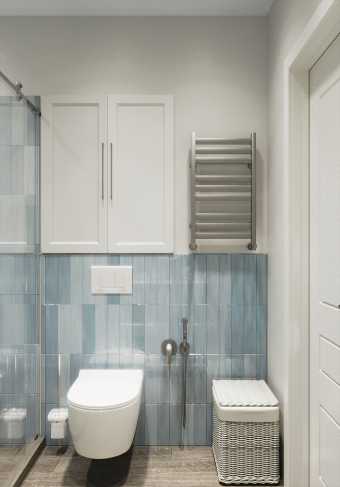 Душевая в голубых тонах