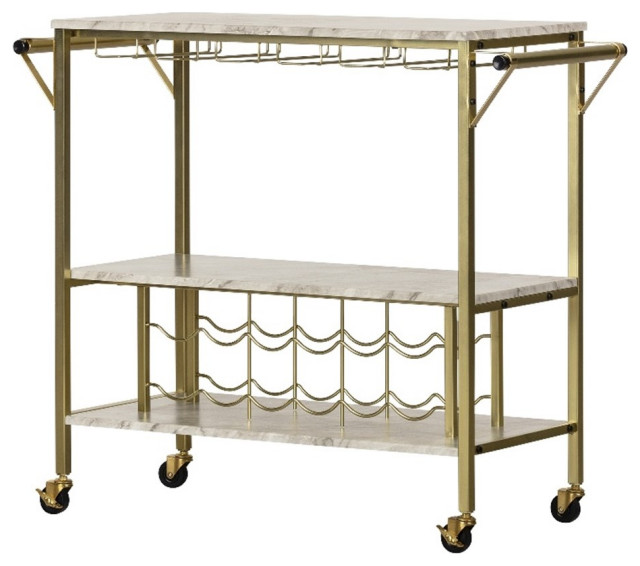 Bar Cart with Wine Bottle Storage and Wine Glass Rack Maliza South