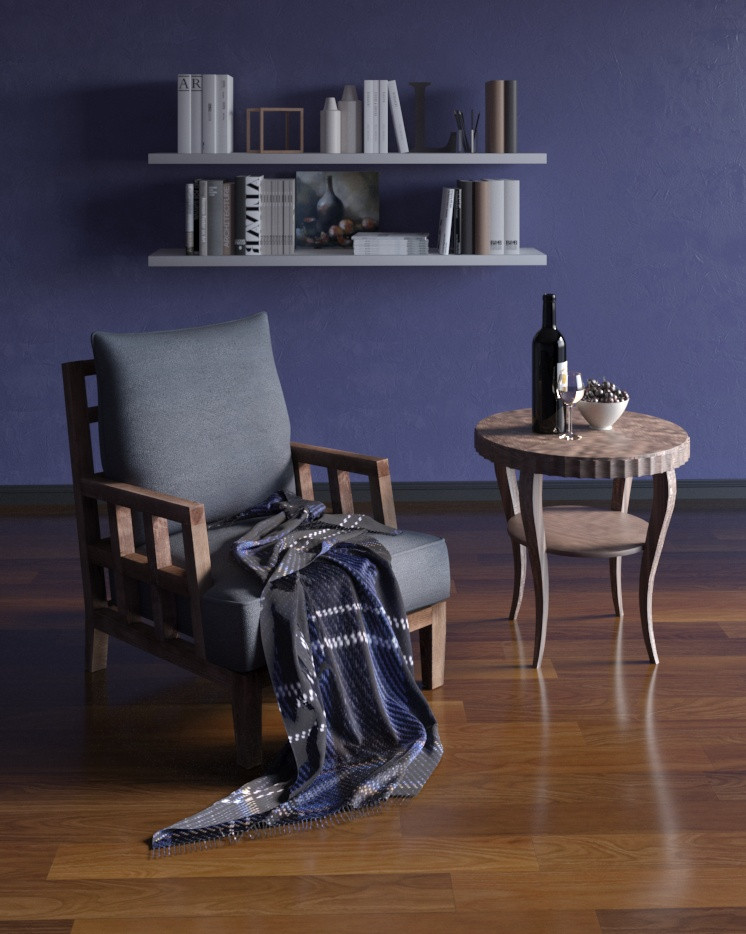 Проект визуализации кресло вписанное в интерьер