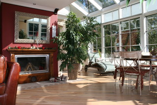 75 Most Popular Contemporary Conservatory With A Wooden Fireplace