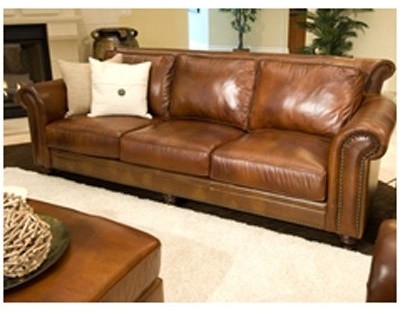 Paladia Top Grain Leather Sofa in Rustic