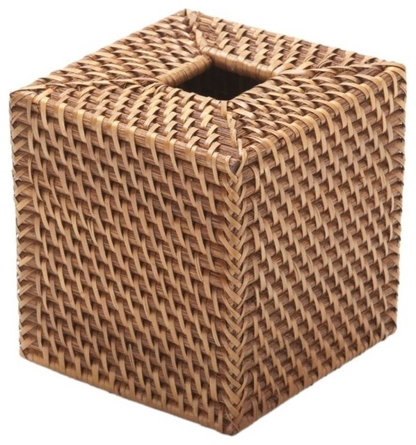 KOUBOO Rectangular Tissue Holders Rattan Box Cover Honey Brown