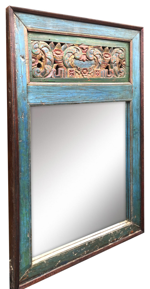 Hand Carved Teak Mirror. Traditional Wall Mirrors by Idlewild