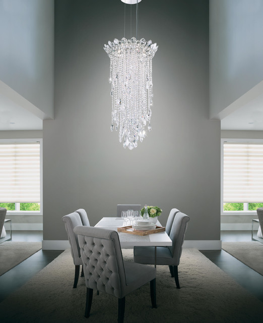 Schonbek WorldWide Crystal Chandeliers Transitional Dining Room