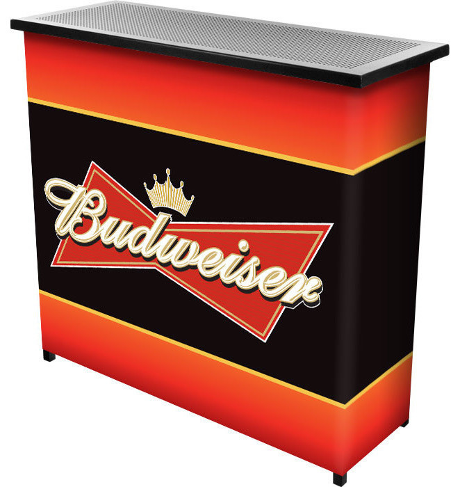 Budweiser Metal 2 Shelf Portable Bar Table w/ Carrying Case