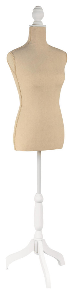Cream Linen Female Mannequin with Adjustable Stand
