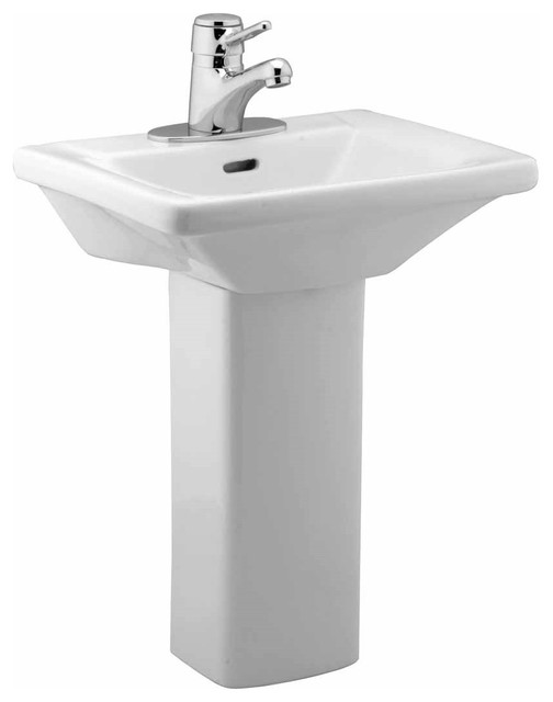 Children S Pedestal Sink White Vitreous China With Centerset Faucet Holes