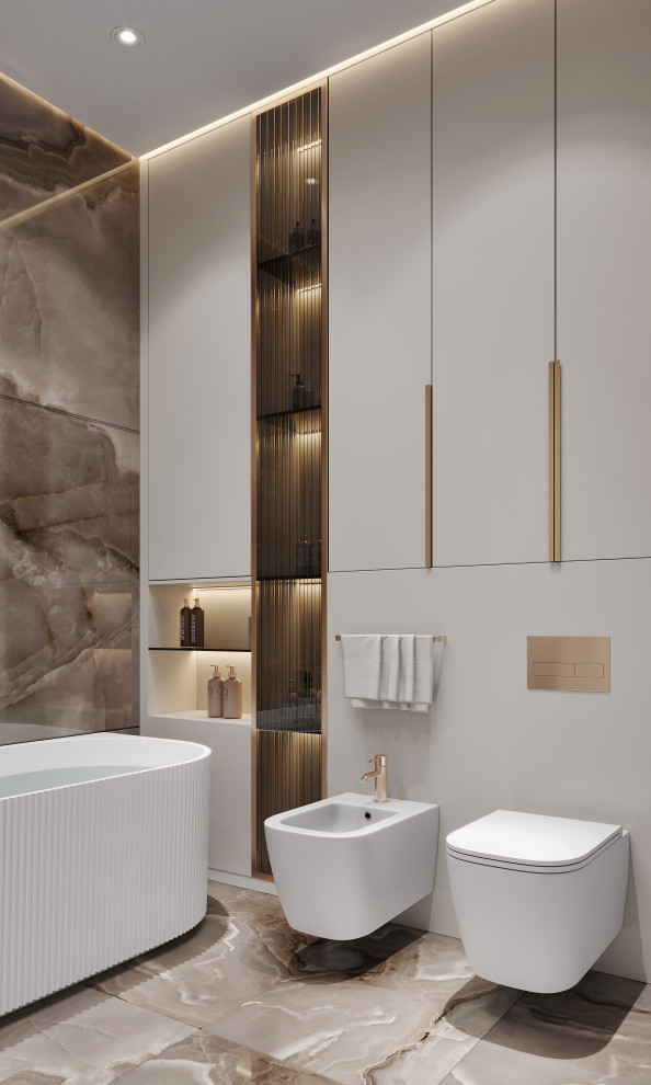 Санузел с пристенной ванной