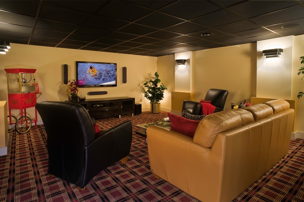 Photo of an eclectic home theatre in New York.