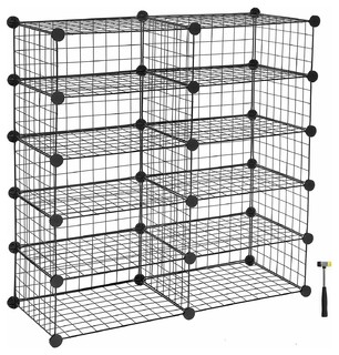 Modern Cube Shoe Rack Metal Wiremesh With 10 Compartments Black Modern Clothes Organisers Shoe Racks By Decor Love Houzz Uk