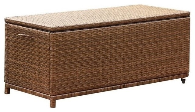 Abbyson Living Pasadena Outdoor Wicker Storage Ottoman, Black