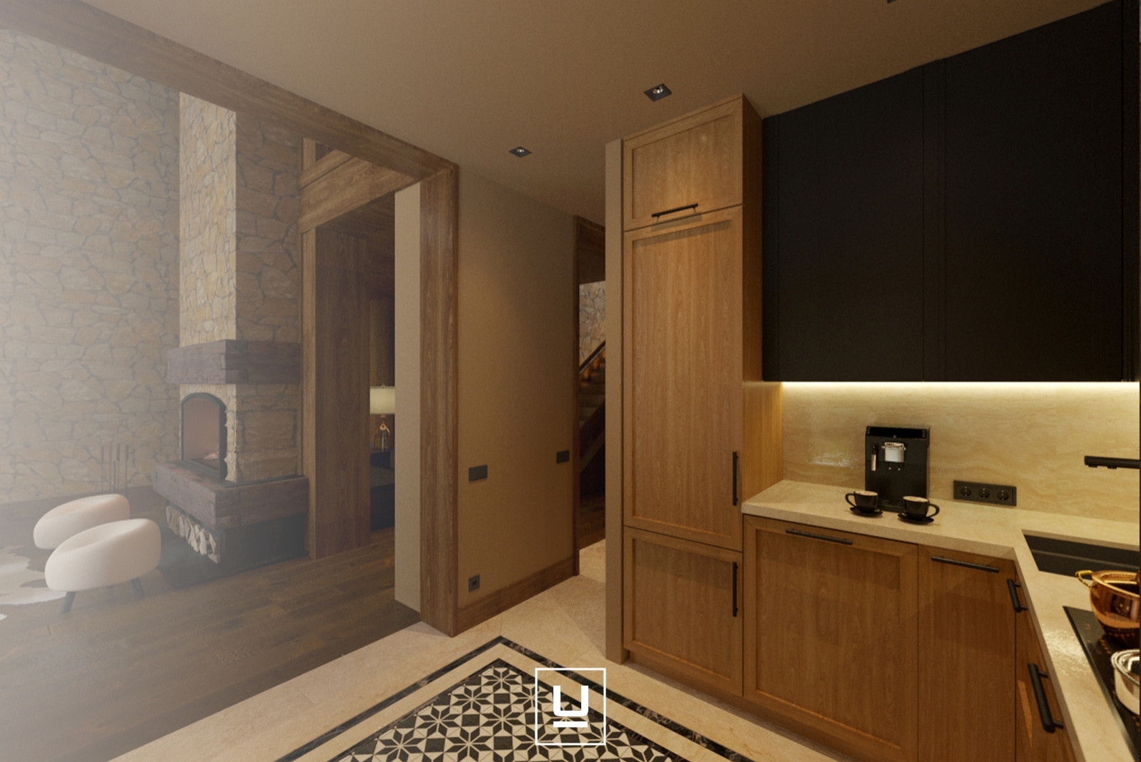 ДОМ В СТИЛЕ ШАЛЕ (91,4 КВ.М - ГОСТИНАЯ, КУХНЯ, ЛЕСТНИЦА)