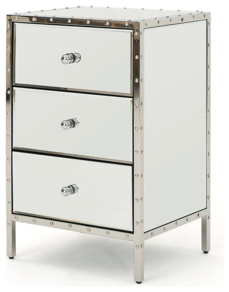 Gdf Studio Dory Mirror Finished 3 Drawer Side Table Contemporary