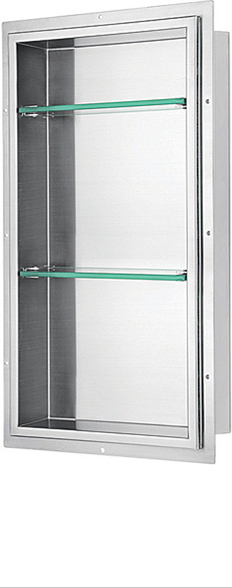 Dawn® Stainless Steel Finished Shower Niche with Two Glass Shelves