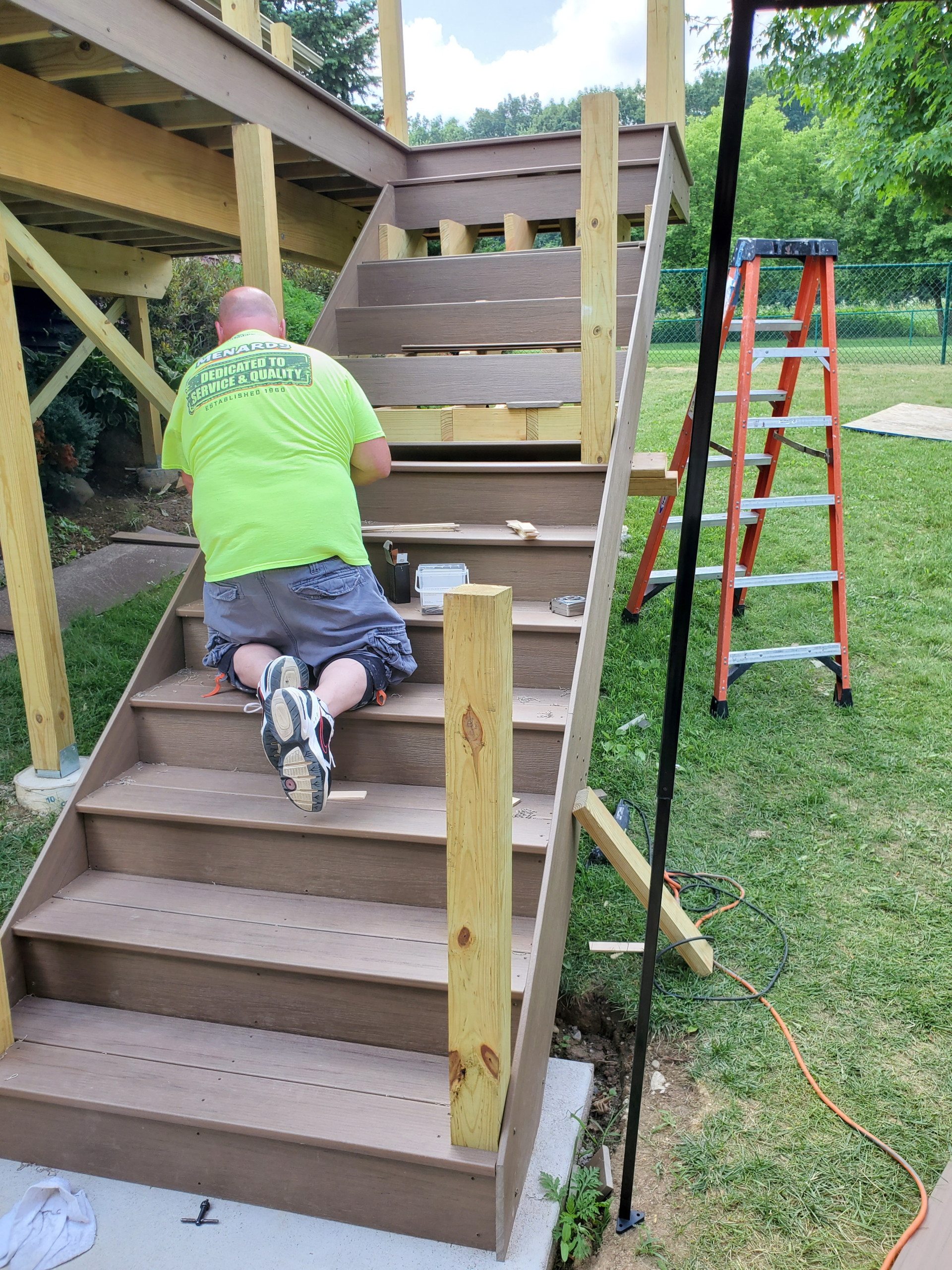 Composite deck stairs coming together