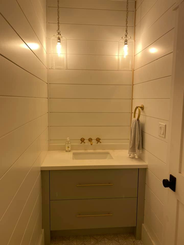 Powder Room with Nickle Gap walls
