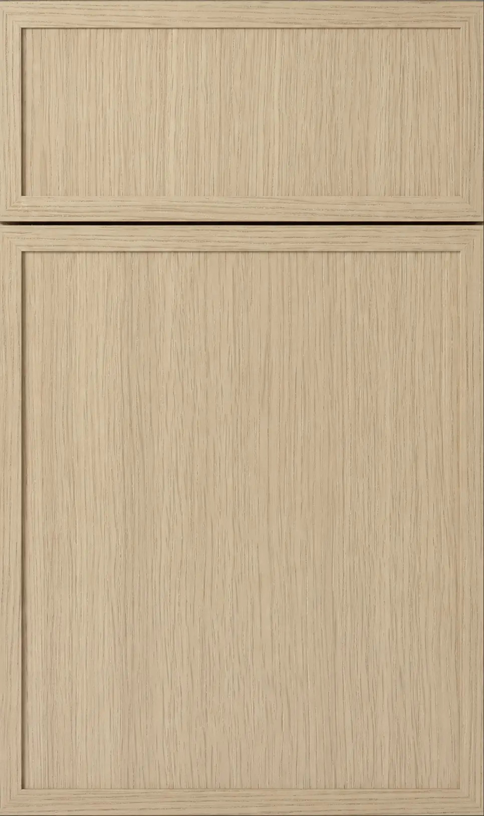 Desert Oak rift cut white oak Slim Shaker cabinet door with narrow frame, recessed flat panel, and clean contemporary lines