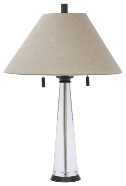 Oil Rubbed Bronze and Round Tapered Crystal Table Lamp