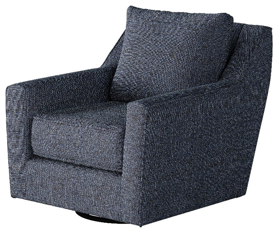 Southern Home Furnishings Sugarshack Navy Swivel Glider Accent Chair in