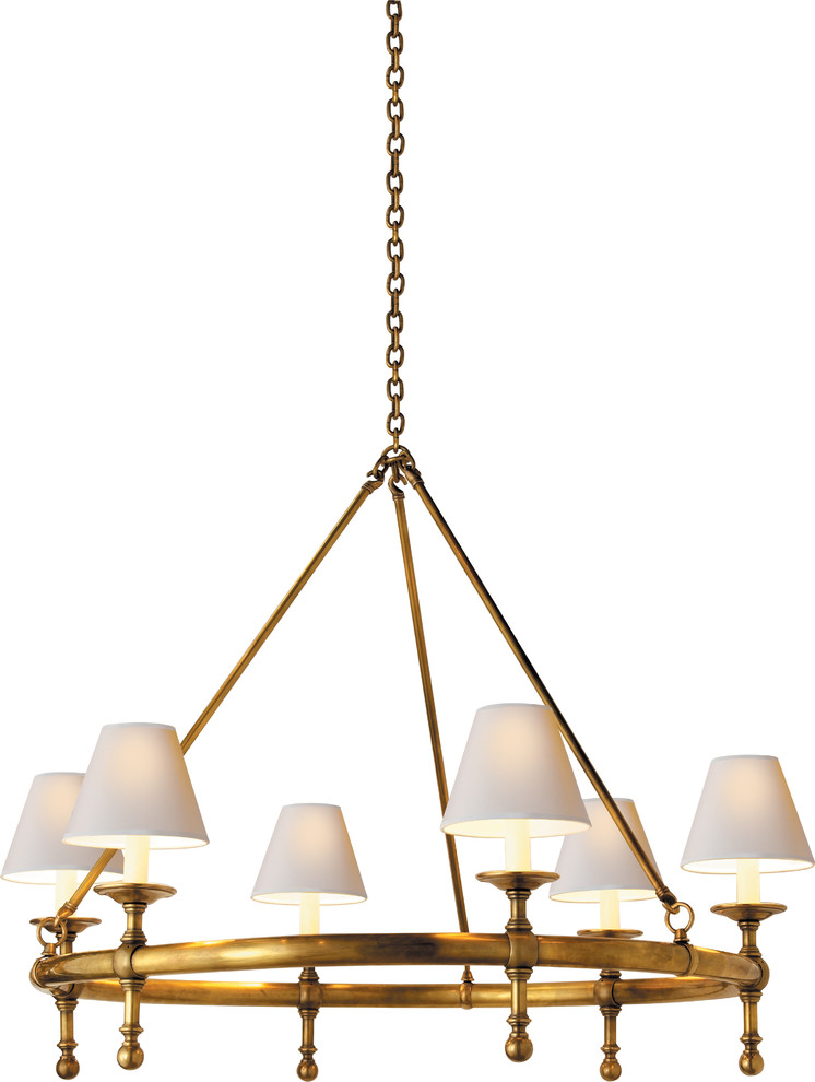Classic Ring Chandelier, Hand-Rubbed Antique Brass