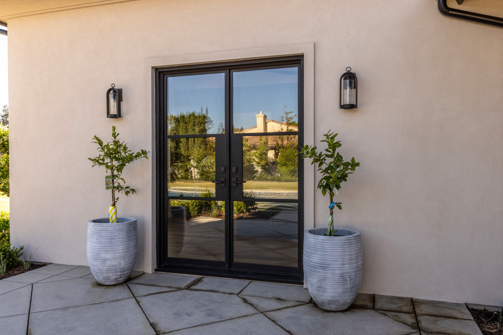 Office Patio Black Steel Glass Doors | French Country Transitional Estate