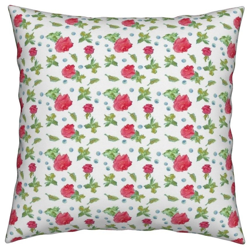 Strawberry Red Botanical Floral Throw Pillow Cover w Optional Insert by Roostery Strawberry Red Botanical Floral Throw Pillow Cover w Optional Insert by Roostery