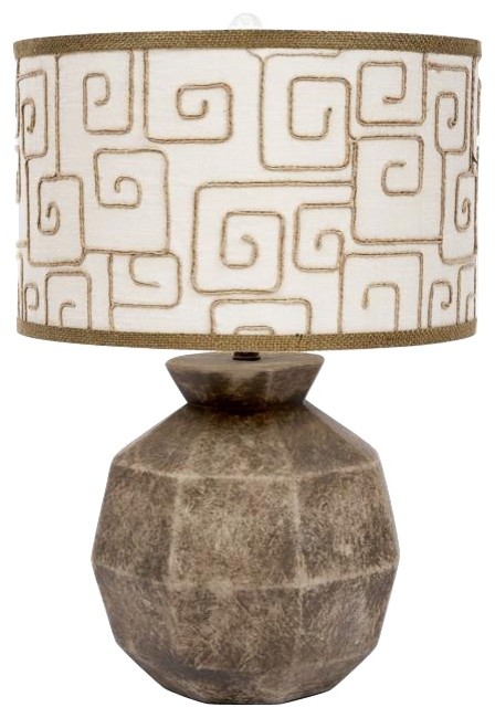Bedrock Ceramic Key Print Shade Table Lamp