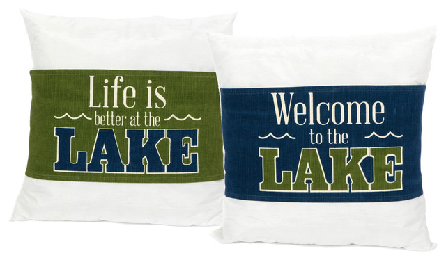 Lake Sayings Cotton Pillow Wraps Set Of 2 Decorative Pillows