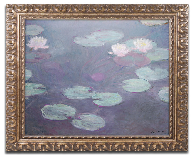 'Pink Lilies, 18971899' Ornate Framed Canvas Art by Claude