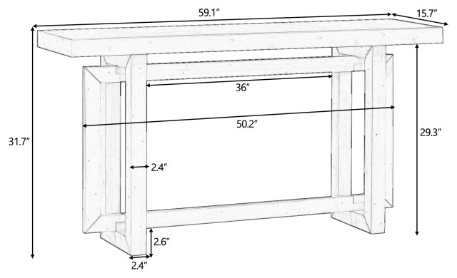 TATEUS Contemporary Console Table, Extra Long Entryway Table for ...