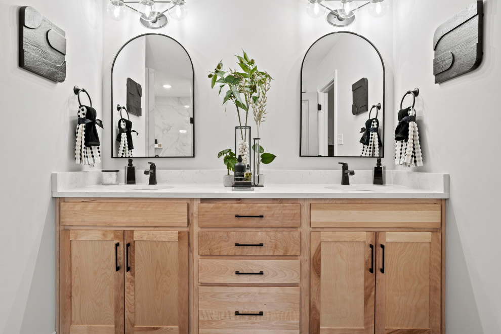 Berkeley Model Home at Westerleigh Primary Bathroom Farmhouse Bathroom Richmond by