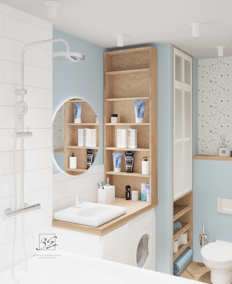Санузел в скандинавском стиле совмещенный