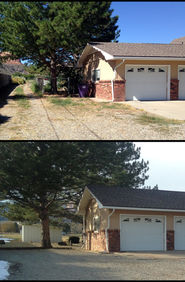 Photo of a mid-sized transitional partial sun side yard landscaping for summer.