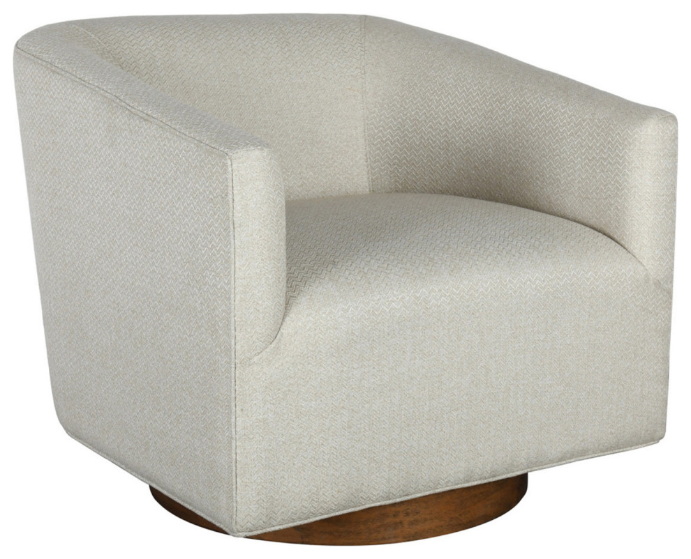 Contemporary Ivory Zig Zag Swivel Chair Transitional Armchairs And