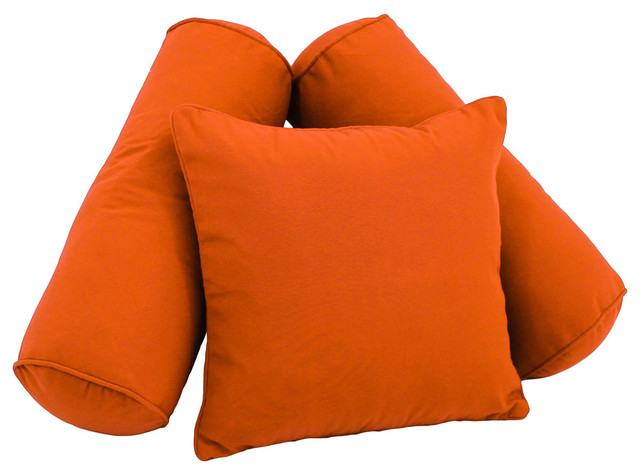 Solid Twill Throw Pillows With Inserts, 3-Piece Set, Tangerine Dream